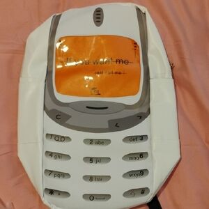 Retro Cell Phone Backpack - White and Gray